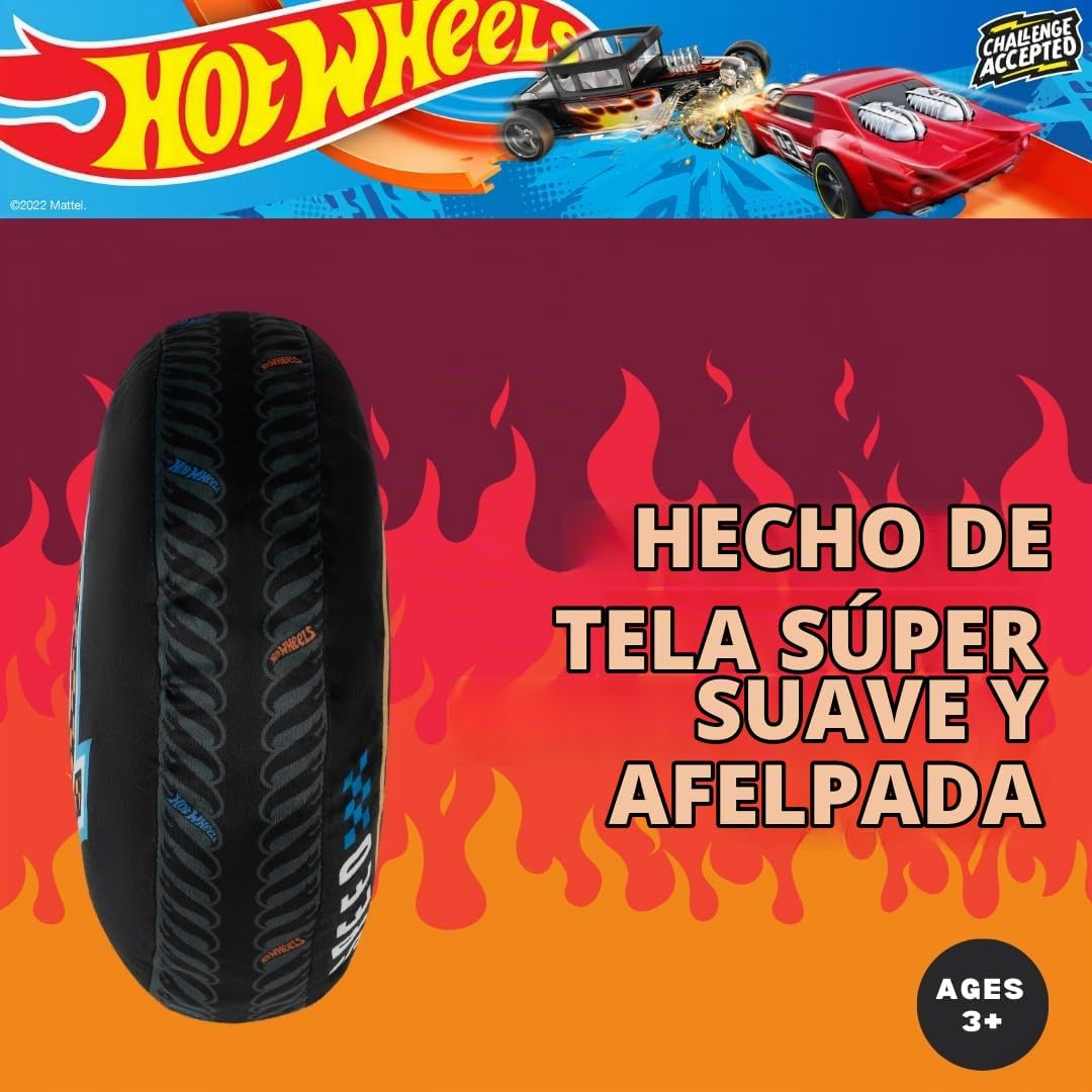 Hot Wheels - Almohada decorativa de felpa para neumáticos de carrer...