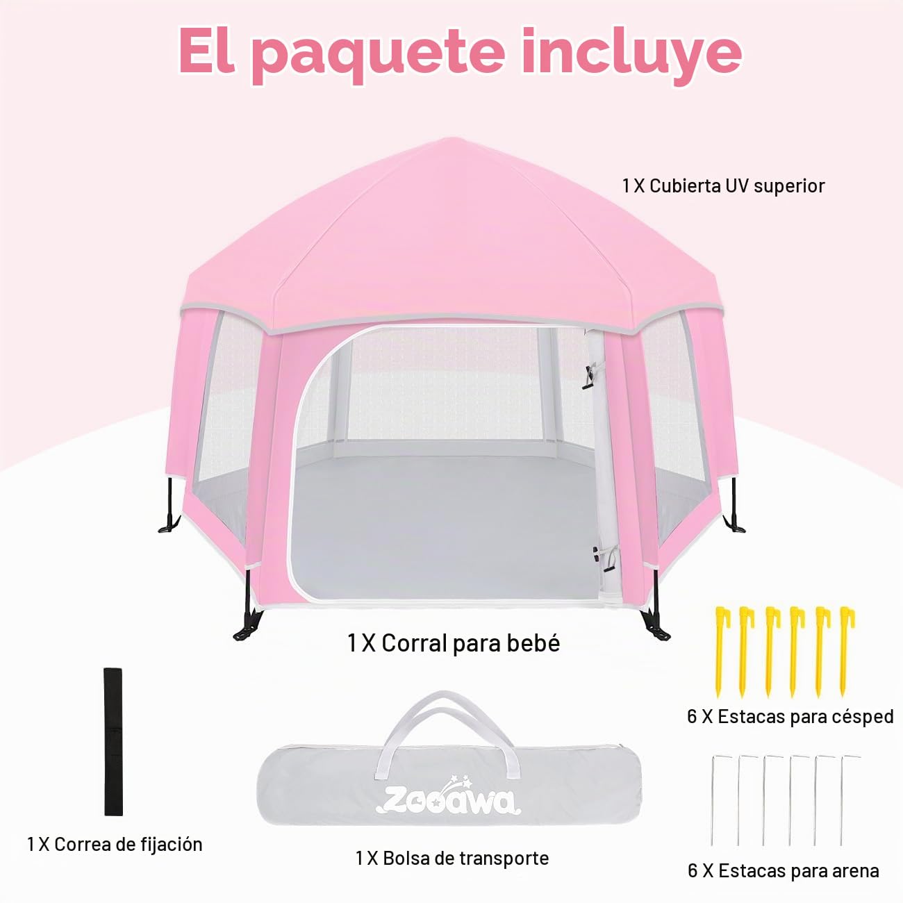 Zooawa Corralito desplegable para bebés, corralito portátil para be...