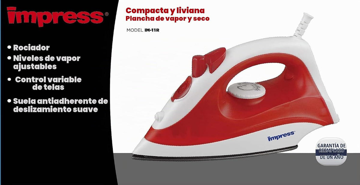Impress Plancha básica para ropa | Antiadherente | Compacta | Spray...