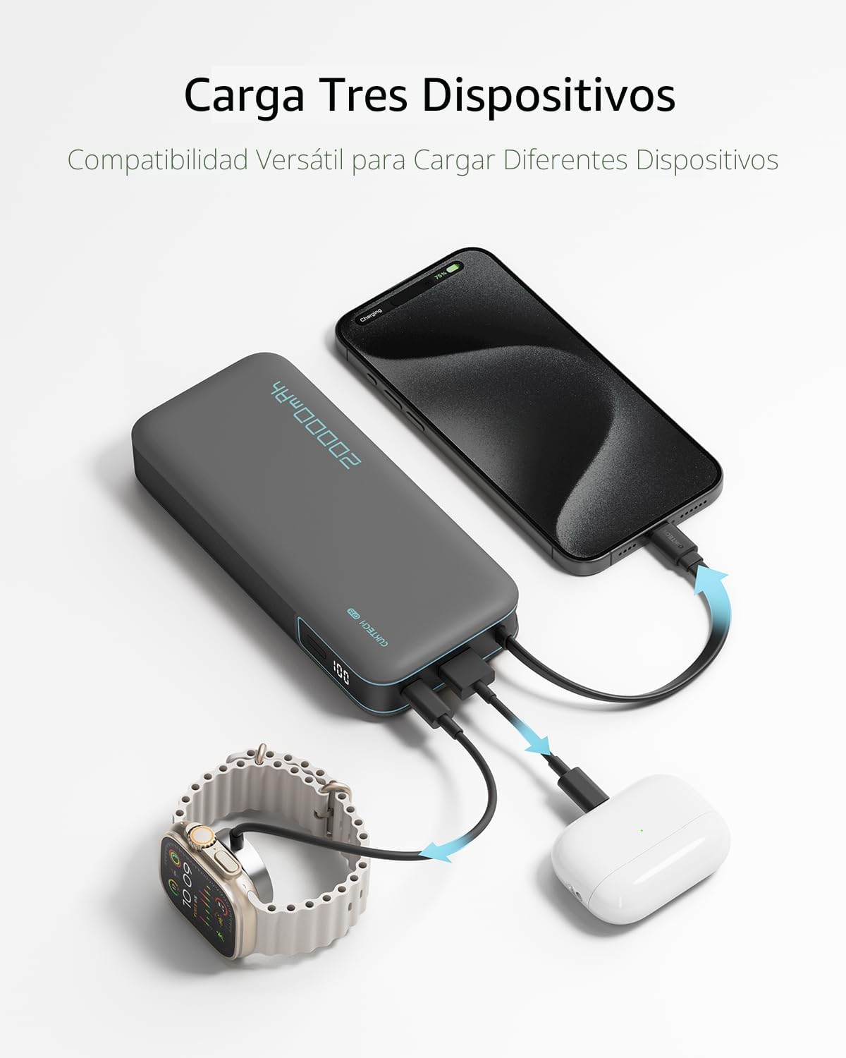 CUKTECH Banco de Energía 20000mAh de 45W, Cargador Portátil de Viaj...
