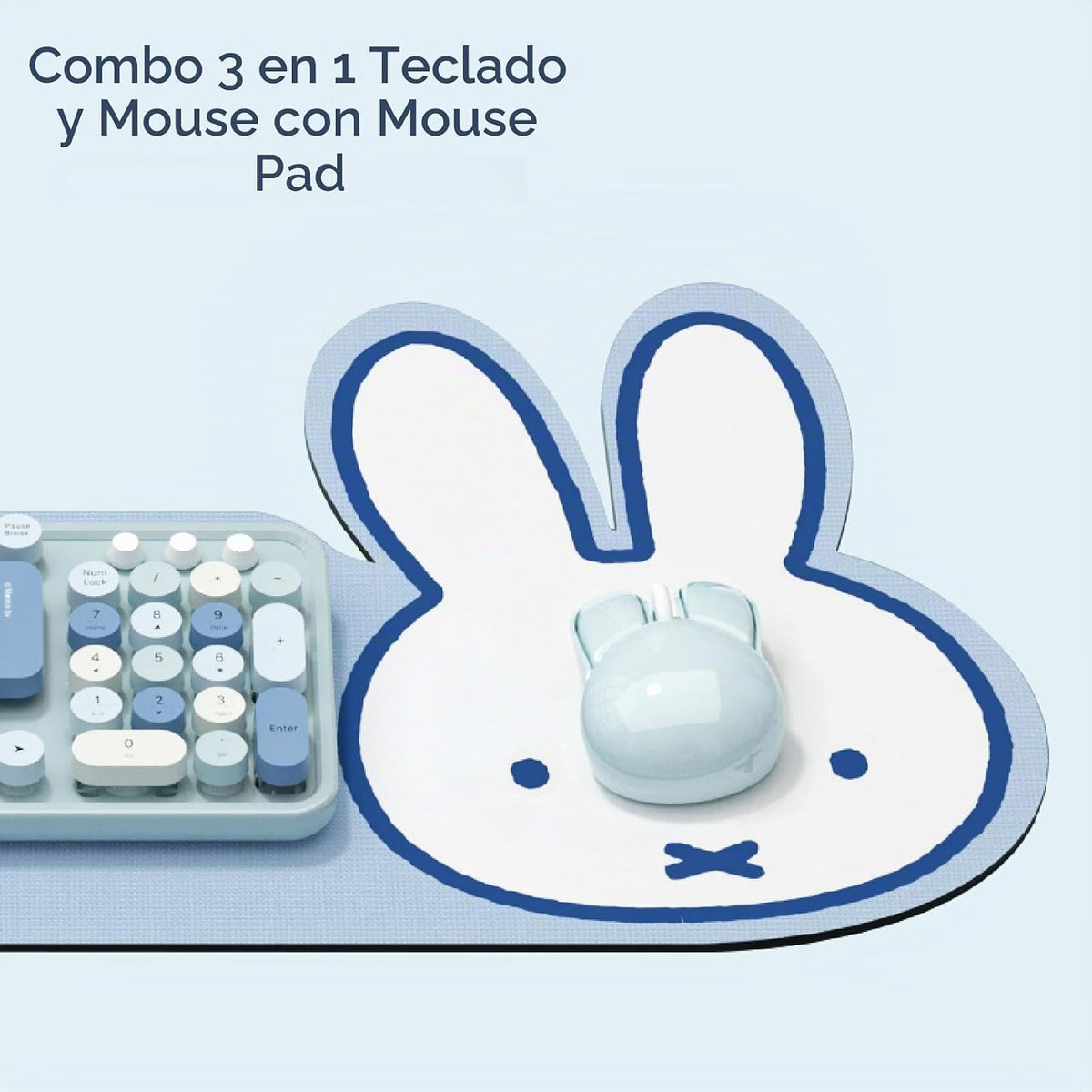 Miffy - Combo de teclado y mouse inalámbricos de 104 teclas con alm...
