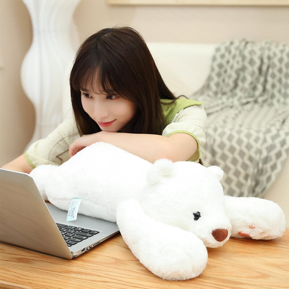 SNOWOLF Almohada de Peluche con Peso, Oso Blanco de 23.6", Súpe...