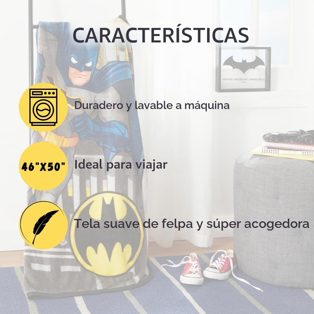Batman DC Comics - Ropa de cama para niños, manta de seda súper sua...