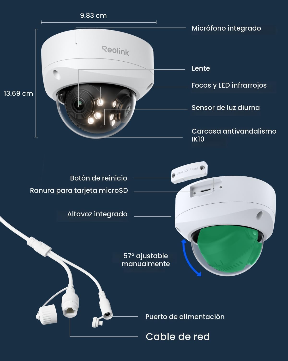 REOLINK Duo 3V PoE, cámara de seguridad PoE de doble lente UHD de 1...