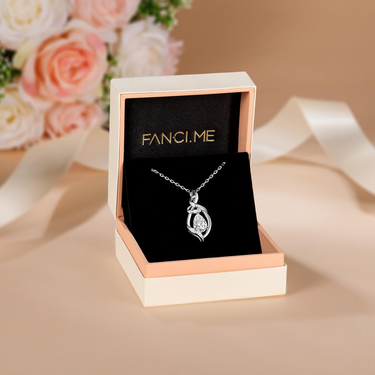 FANCIME Collar con piedra natal para mujer con colgante de lágrima...