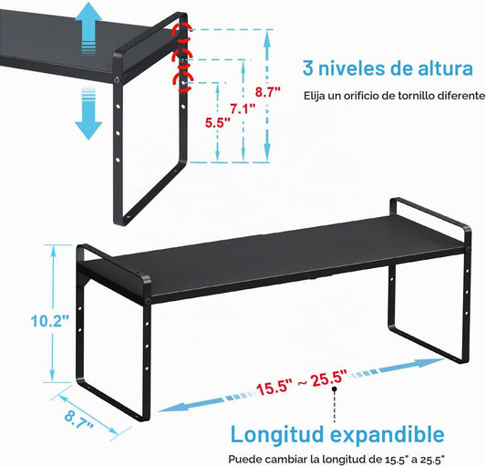 Estante organizador de gabinete de cocina expandible de 15.5 a 25.5...