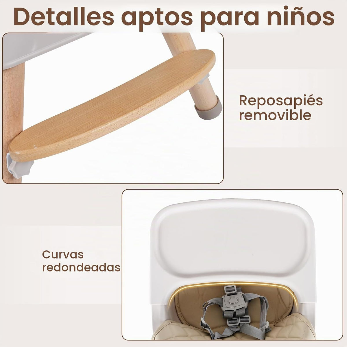 INFANS Silla alta para bebé, silla alta convertible de madera 6 en...