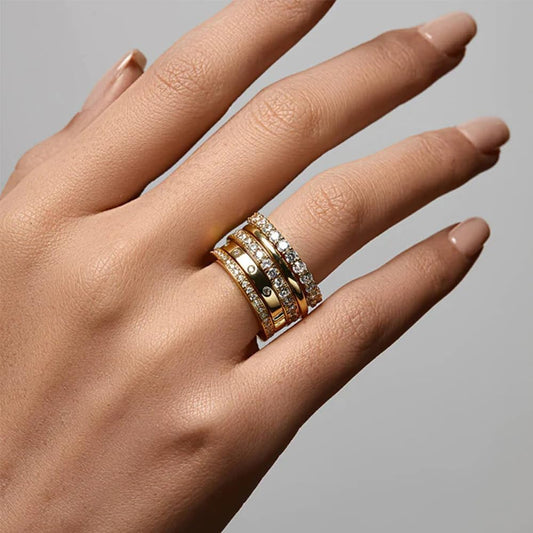 Anillos de oro para mujer sin deslustre, juego de anillos de nudill...