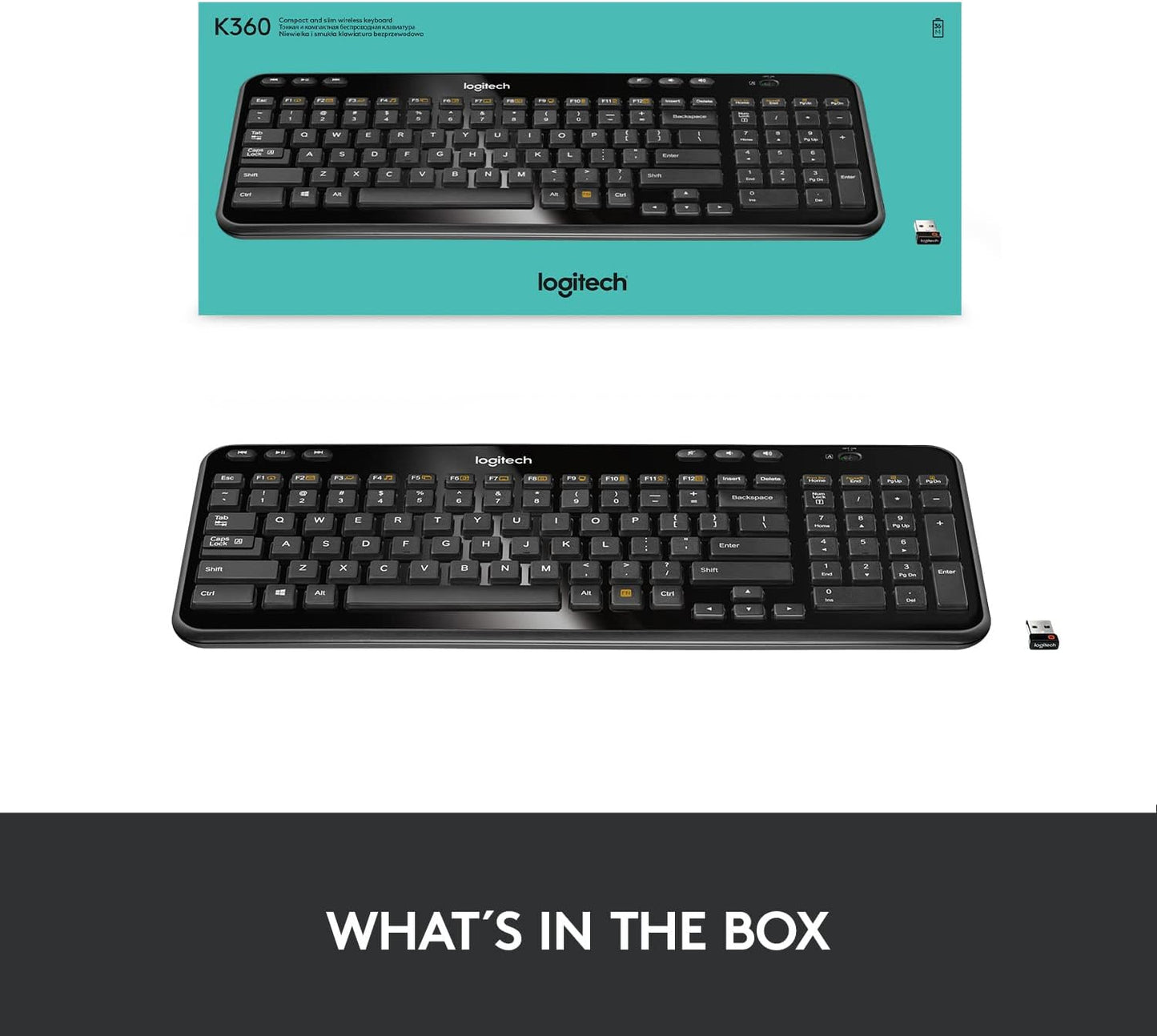 K360 teclado inalámbrico para Windows, negro, Negro Paquete de 10