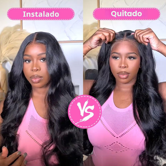 Pelucas de cabello humano sin pegamento de 28 pulgadas, precortadas...