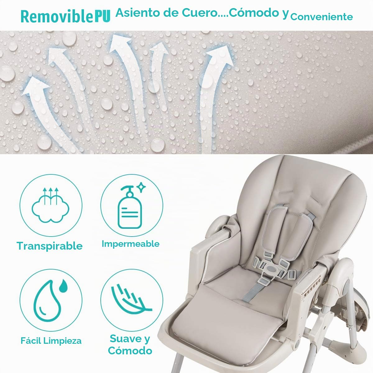 BABY JOY Silla alta convertible para bebés y niños pequeños, altura...