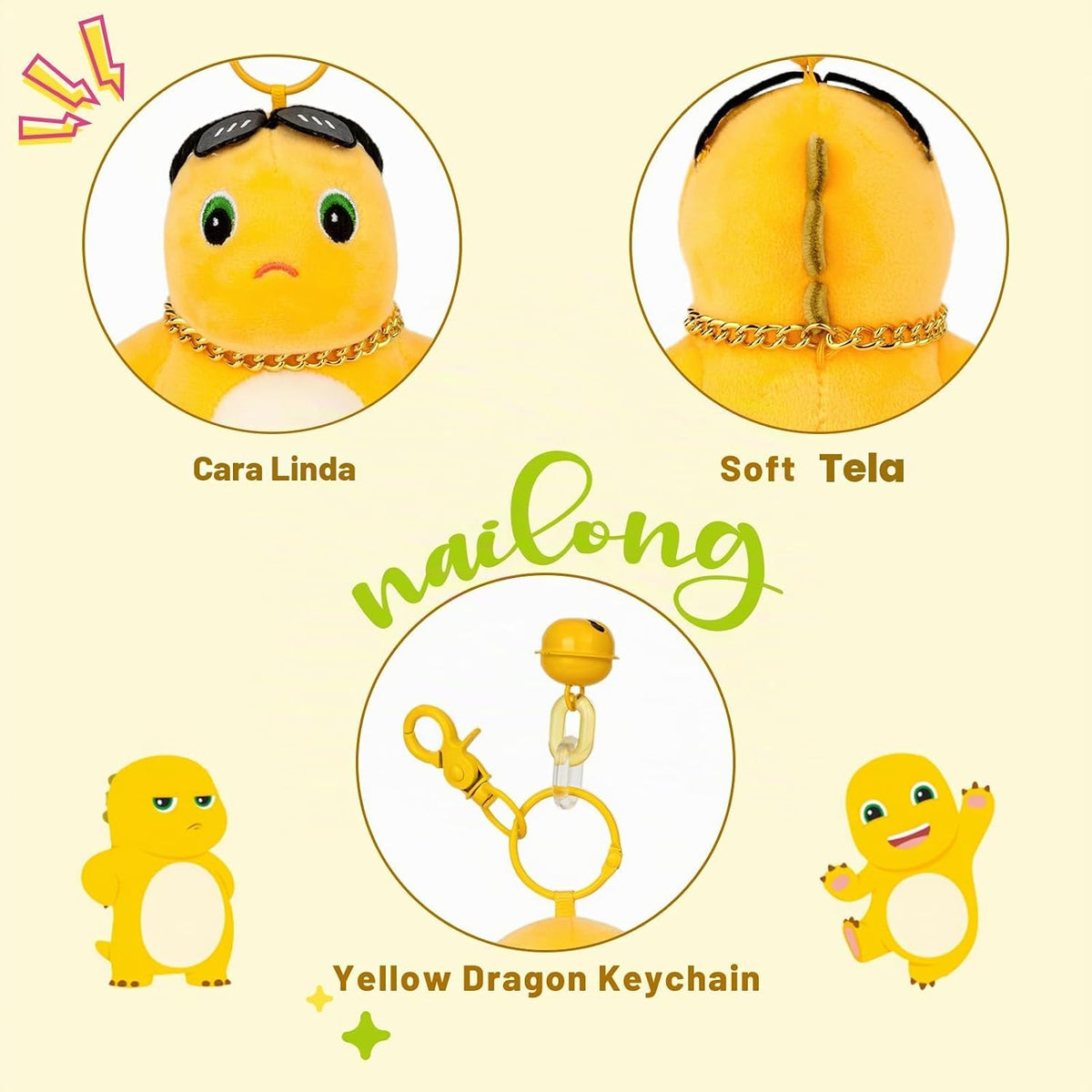 Adorlynetty Nailong Juguetes de peluche de dinosaurio lindos Animal...