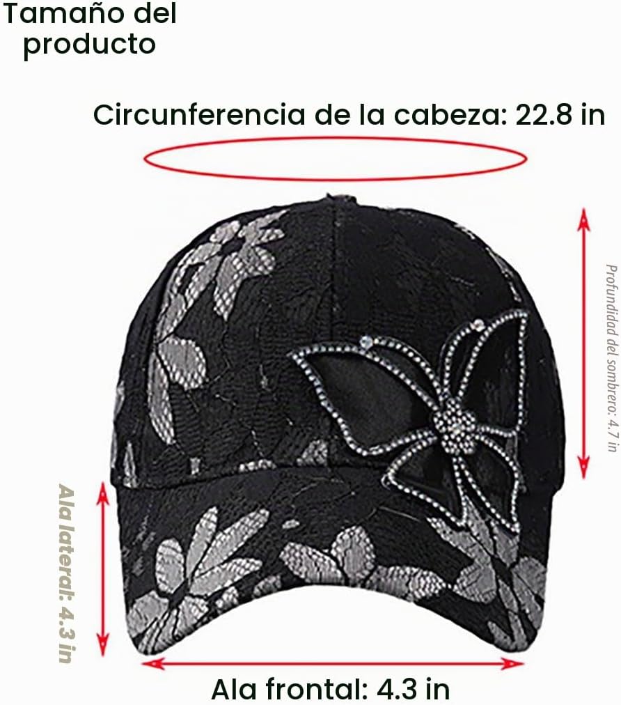 Gorra de béisbol con incrustaciones de diamantes de imitación brill...
