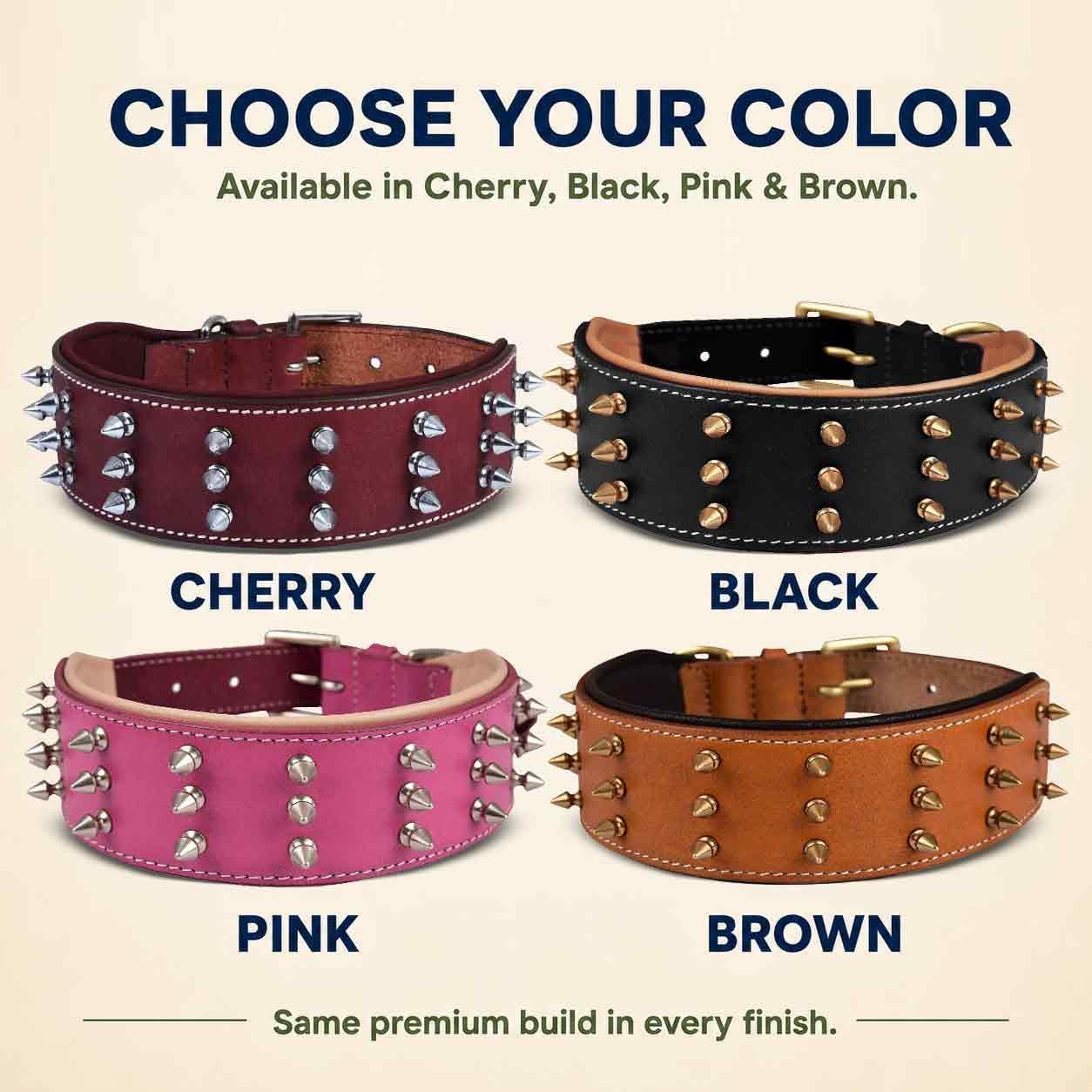 DowgClub Collar de perro de cuero con pinchos, cuero bridle de gran...