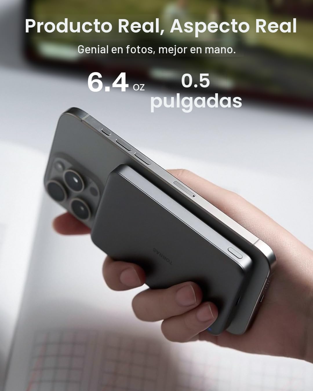 TORRAS MiniMag Power Bank, cargador portátil inalámbrico ultra delg...