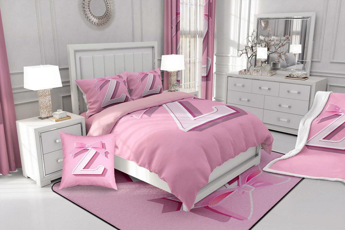 jejeloiu Juego de cama con lazo rosa, regalos personalizados para a...