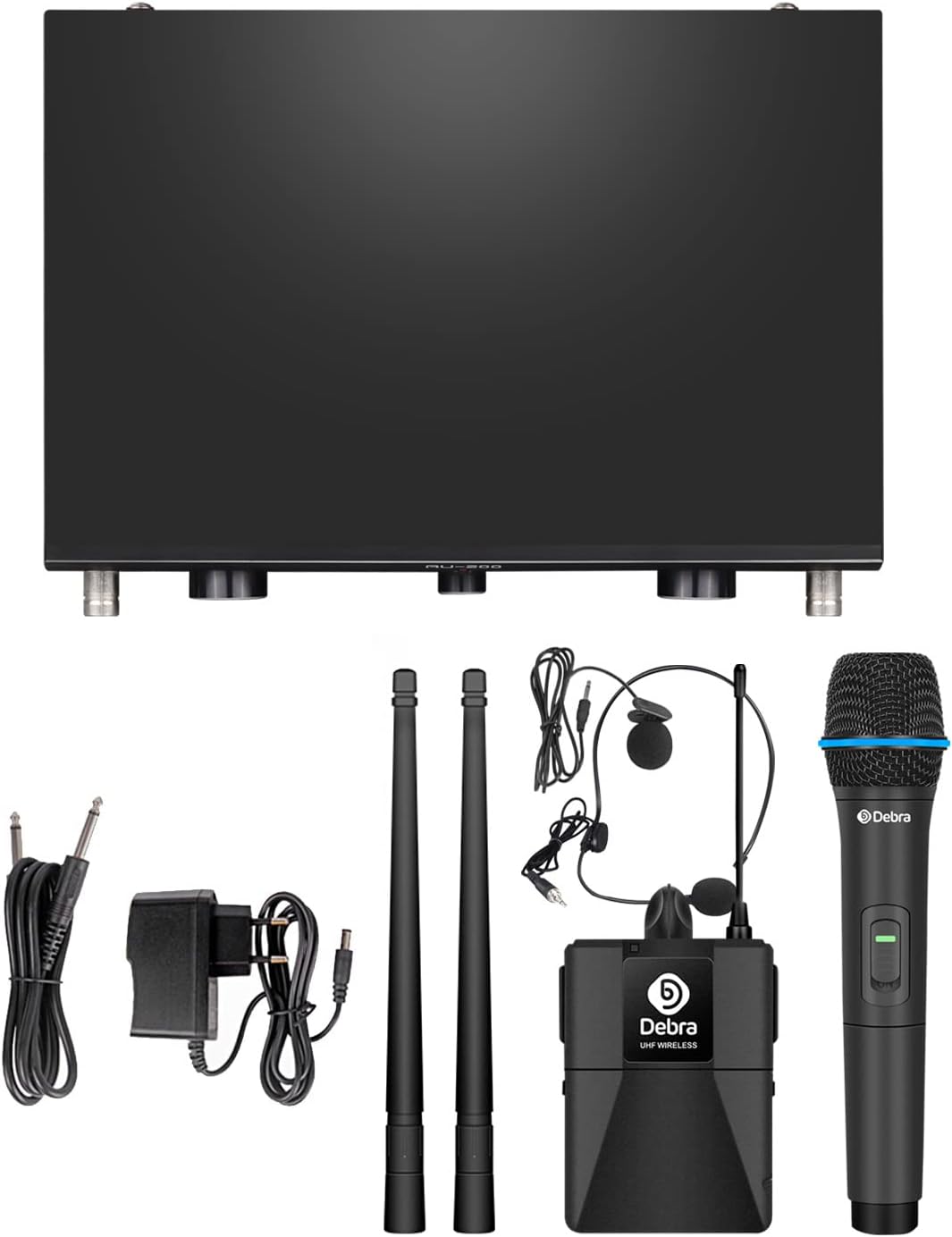 D Debra Audio AU200 Pro UHF Sistema de micrófono inalámbrico de 2 c...
