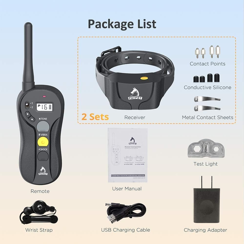 PATPET Collar de entrenamiento para perros grandes \u2013 IPX7 impe...