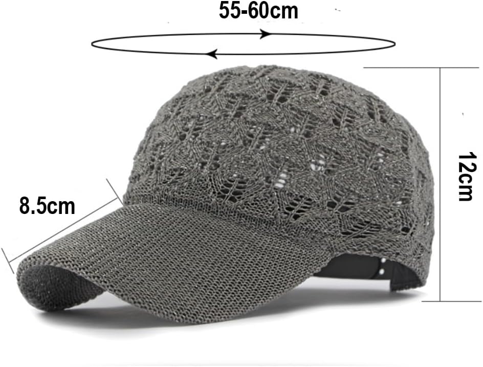FASHIXD Gorra de béisbol de malla tejida para mujer, gorra de camio...