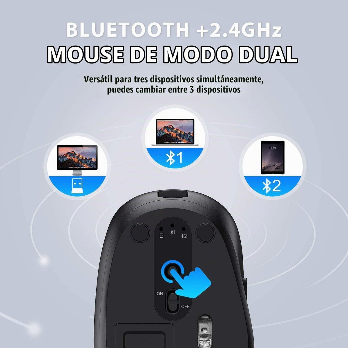 iClever Combo de teclado y mouse Bluetooth DK03, tamaño completo de...
