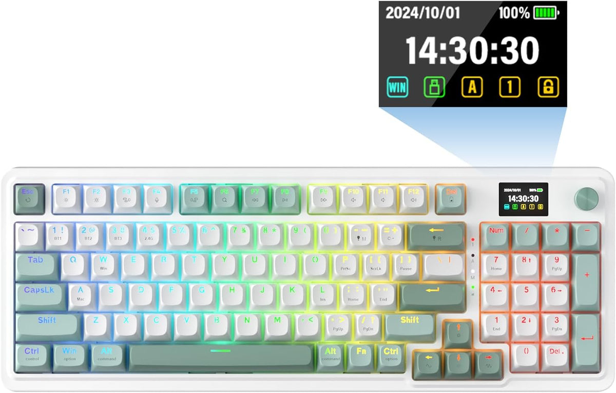 Redragon K719 Teclado inalámbrico para juegos con junta con pantall...