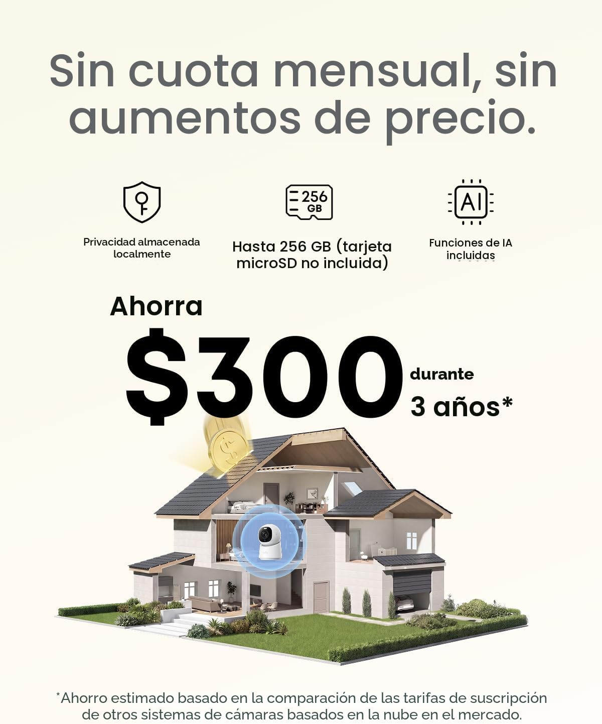 eufy Security Cámara interior 4K E30, sin suscripción, funciona com...