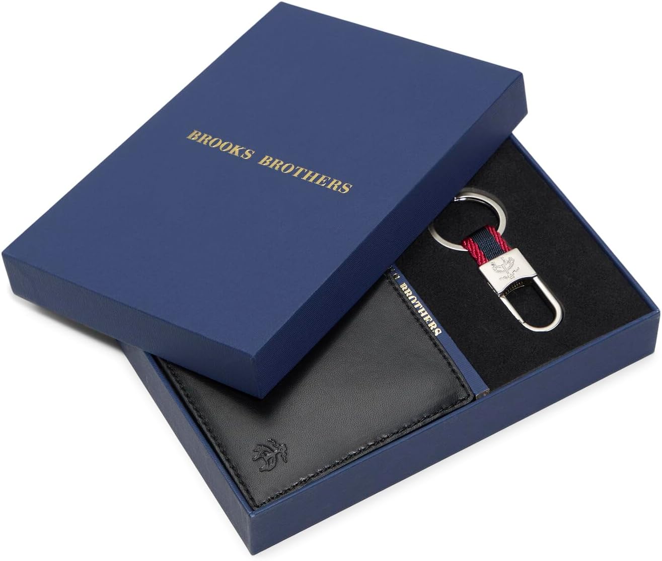 Brooks Brothers - Cartera plegable de piel para hombre con caja de...