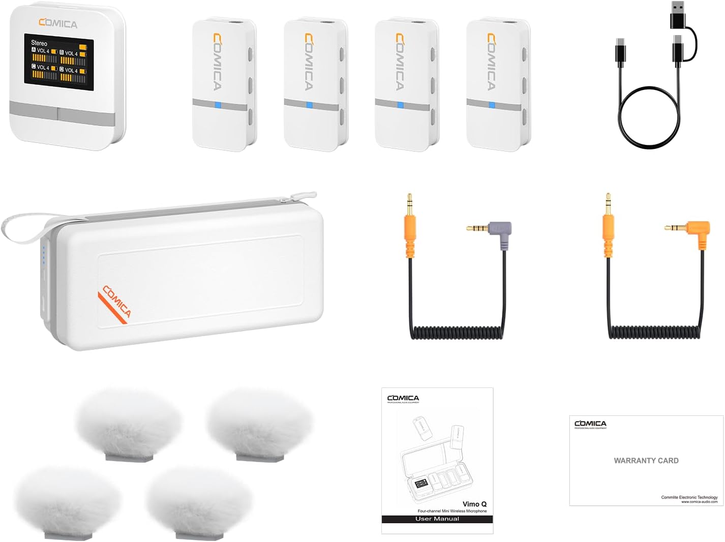 COMICA Vimo Q - Micrófono lavalier inalámbrico de 4 canales para iP...