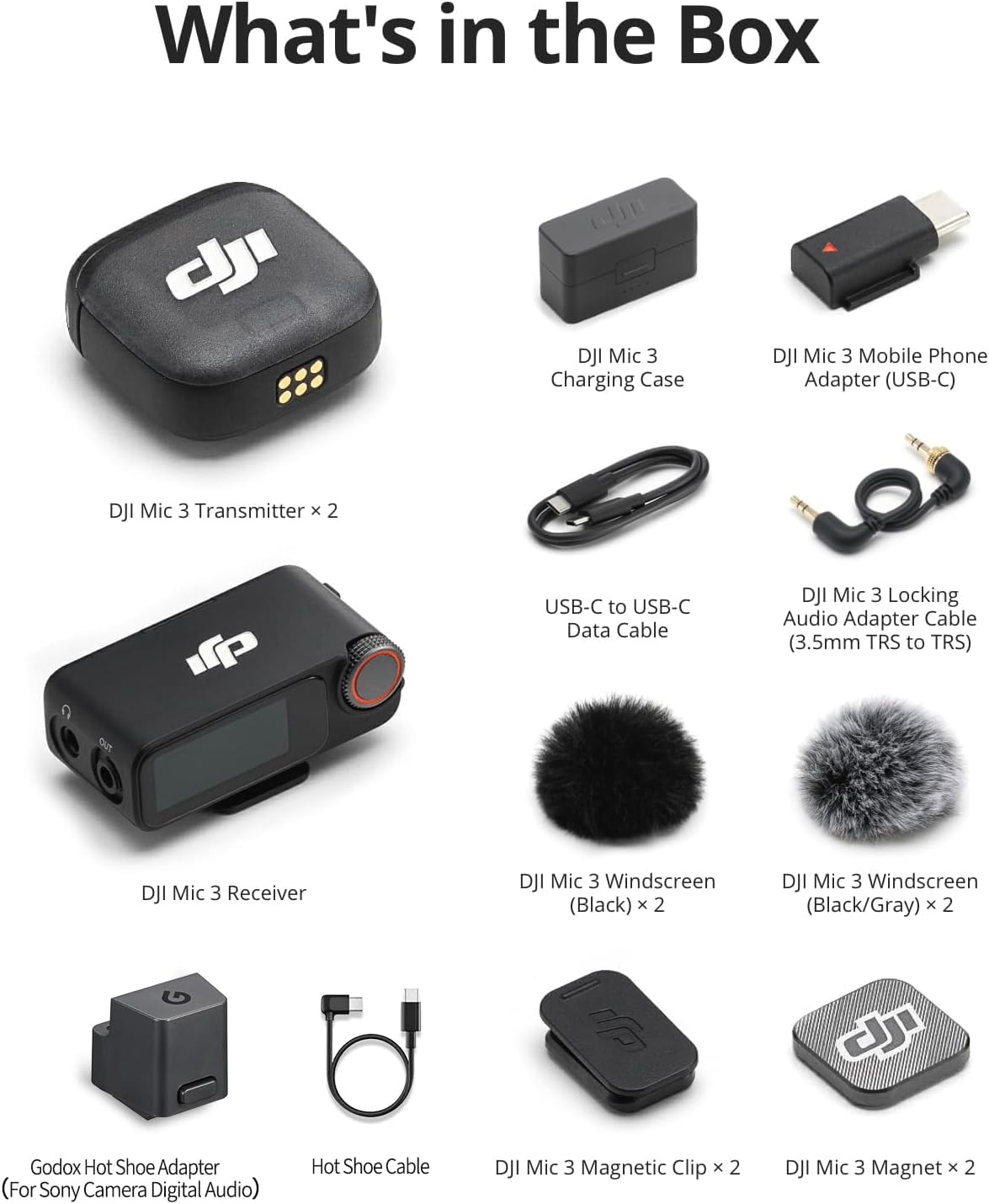 DJI Mic 3 (2TX+1RX+estuche de carga), micrófono todo en uno con zap...