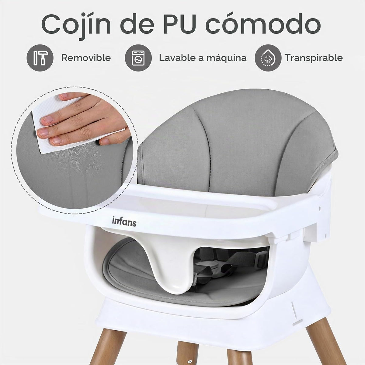 INFANS Silla alta para bebé, silla alta convertible 9 en 1 para beb...