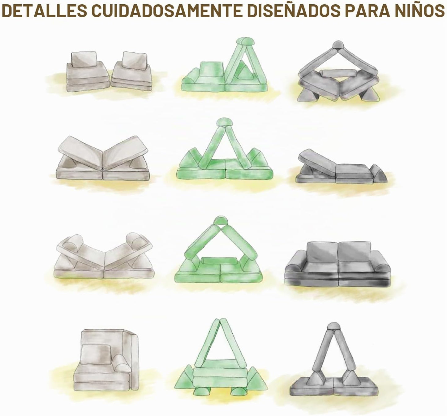 Jela Sofá para Niños, Sofá Modular para Niños Resistente al Agua pa...