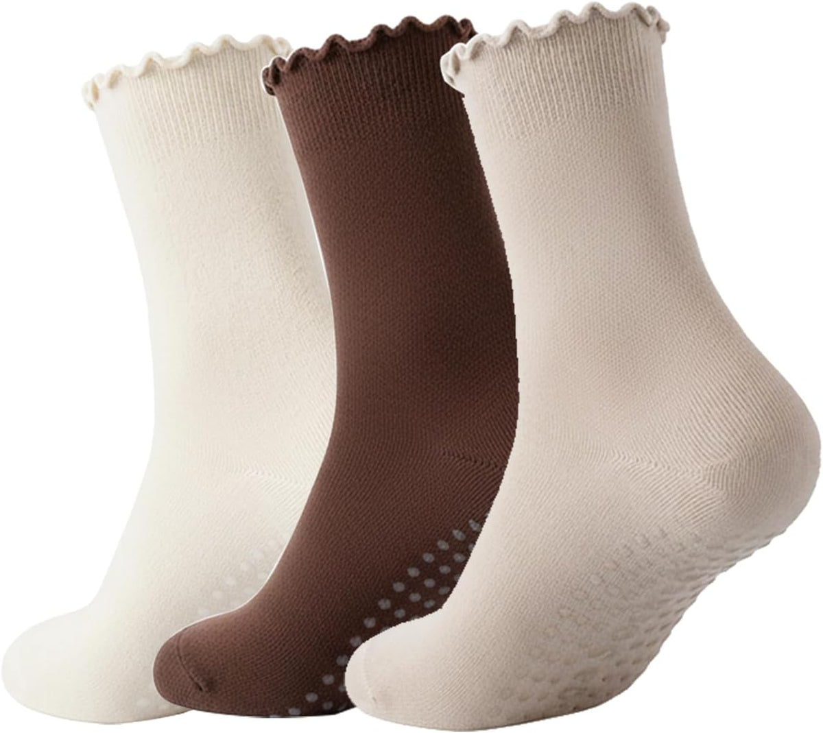 Ceoon 3 pares de calcetines de pilates con empuñaduras antideslizan...