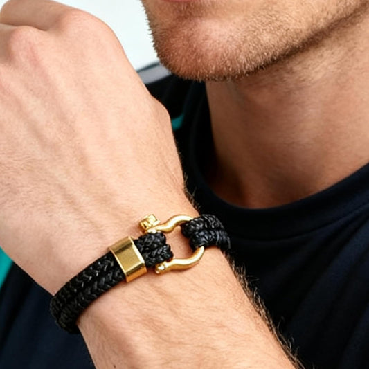 BBXBD Pulsera de Cuerda para Hombre, Cuero con Hebilla de Acero Ino...