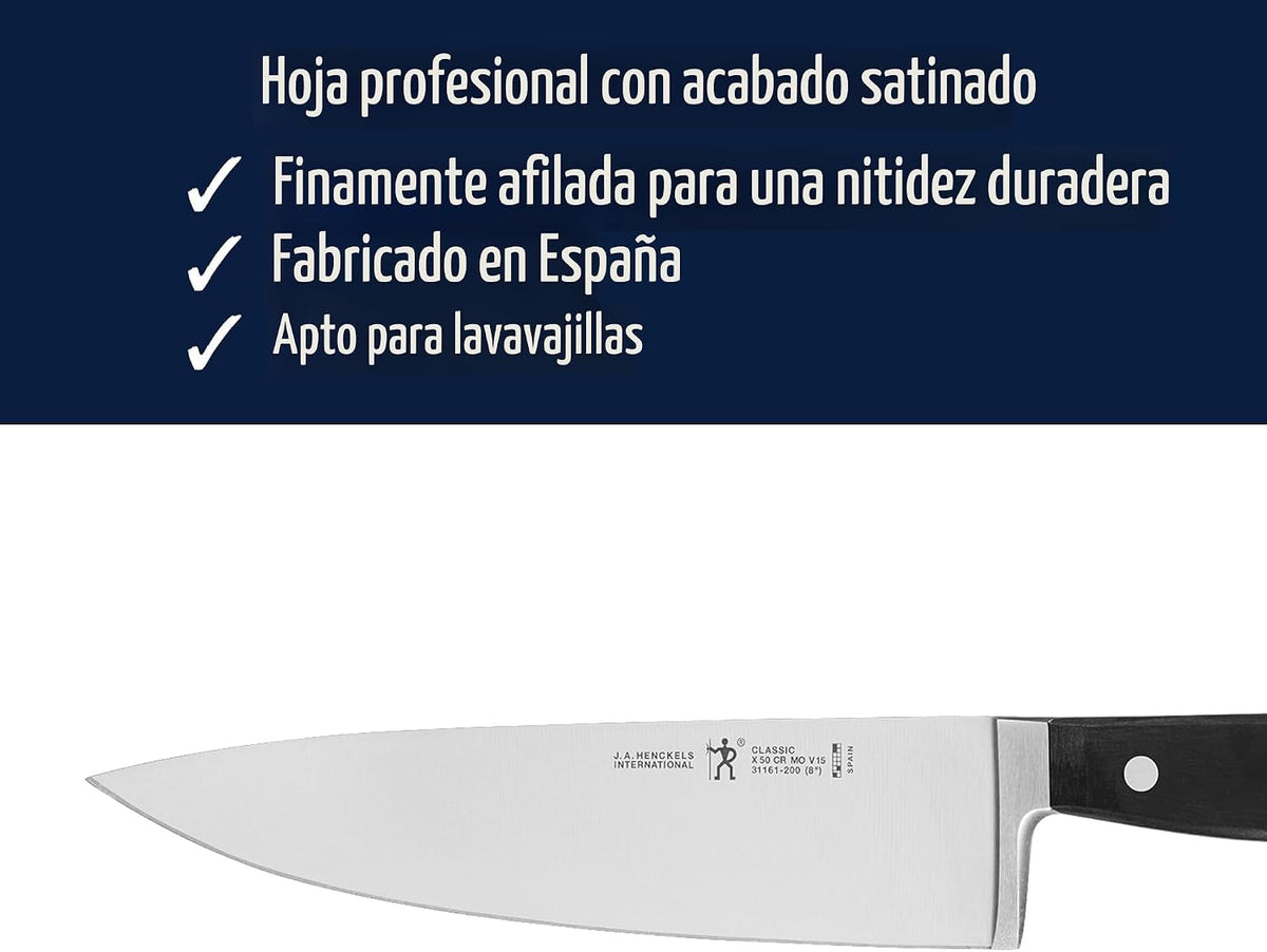 HENCKELS - Cuchillo de chef clásico de 8 pulgadas, afilado, diseño...