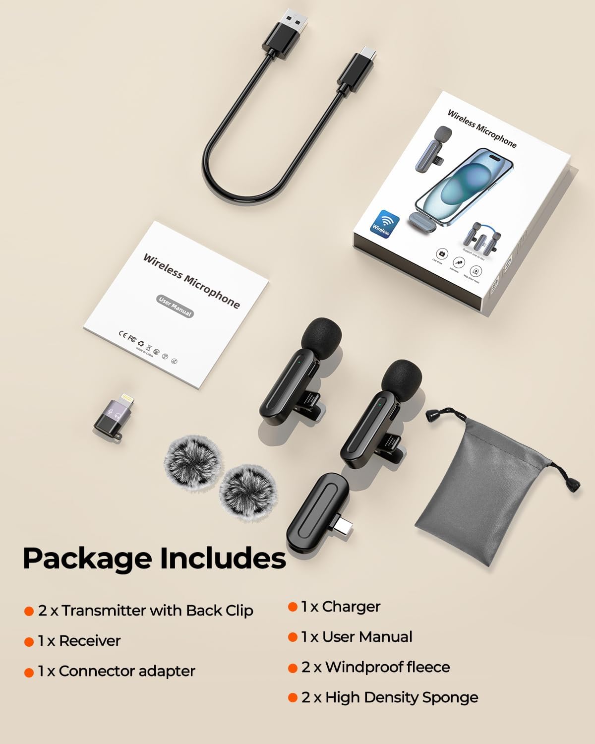 PQRQP Mini micrófono inalámbrico para iPhone\/iPad\/Android: Paquet...