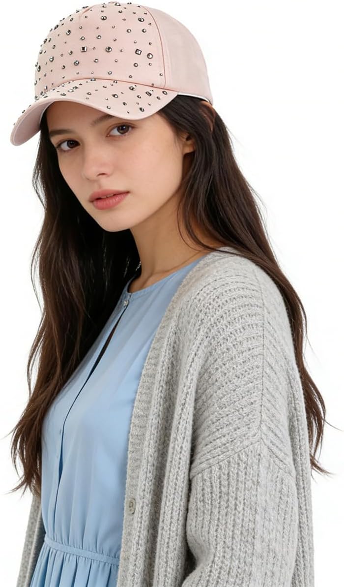Gudessly Gorra de béisbol ajustable transpirable con diamantes de i...