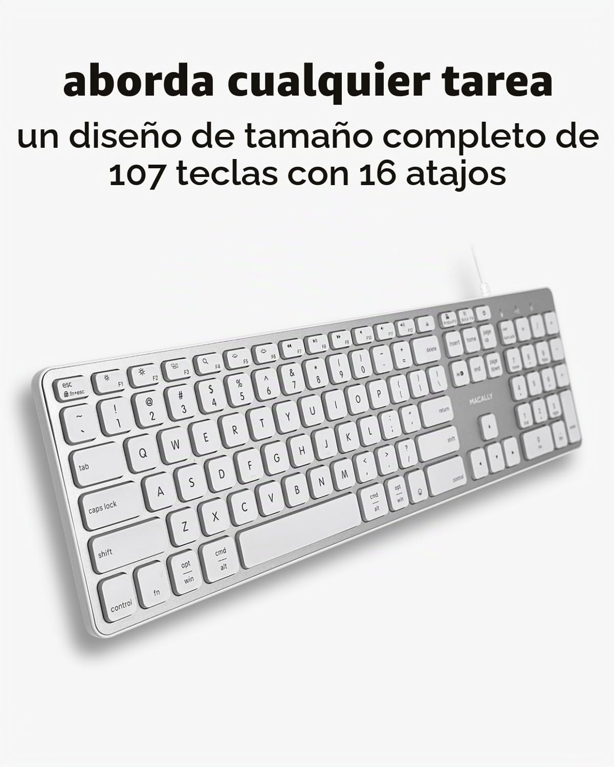Teclado con cable Macally para Mac con Hub USB (2X USB-A \/ 1x USB-...