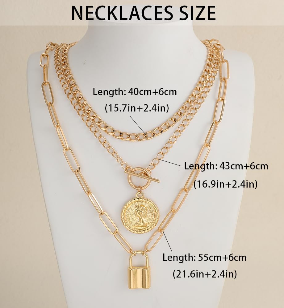 iF YOU Collares vintage con capas de oro para mujer, a la moda, con...