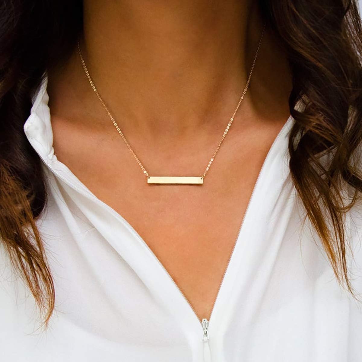 itianxi - Collar fino con dije de barra para mujer, disponible en d...