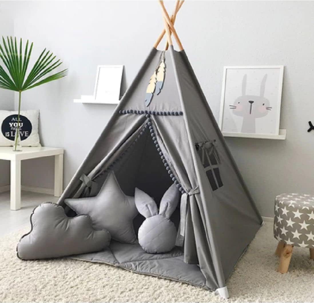 RONGFA Tienda de campaña tipi para niños con pompón blanco - Tienda...