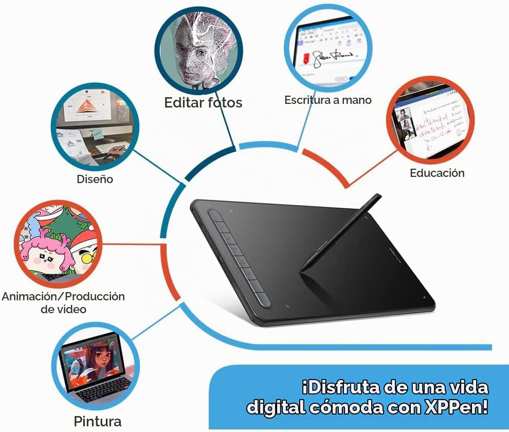 XPPen - Tableta gráfica de dibujo Deco MW Bluetooth inalámbrica par...