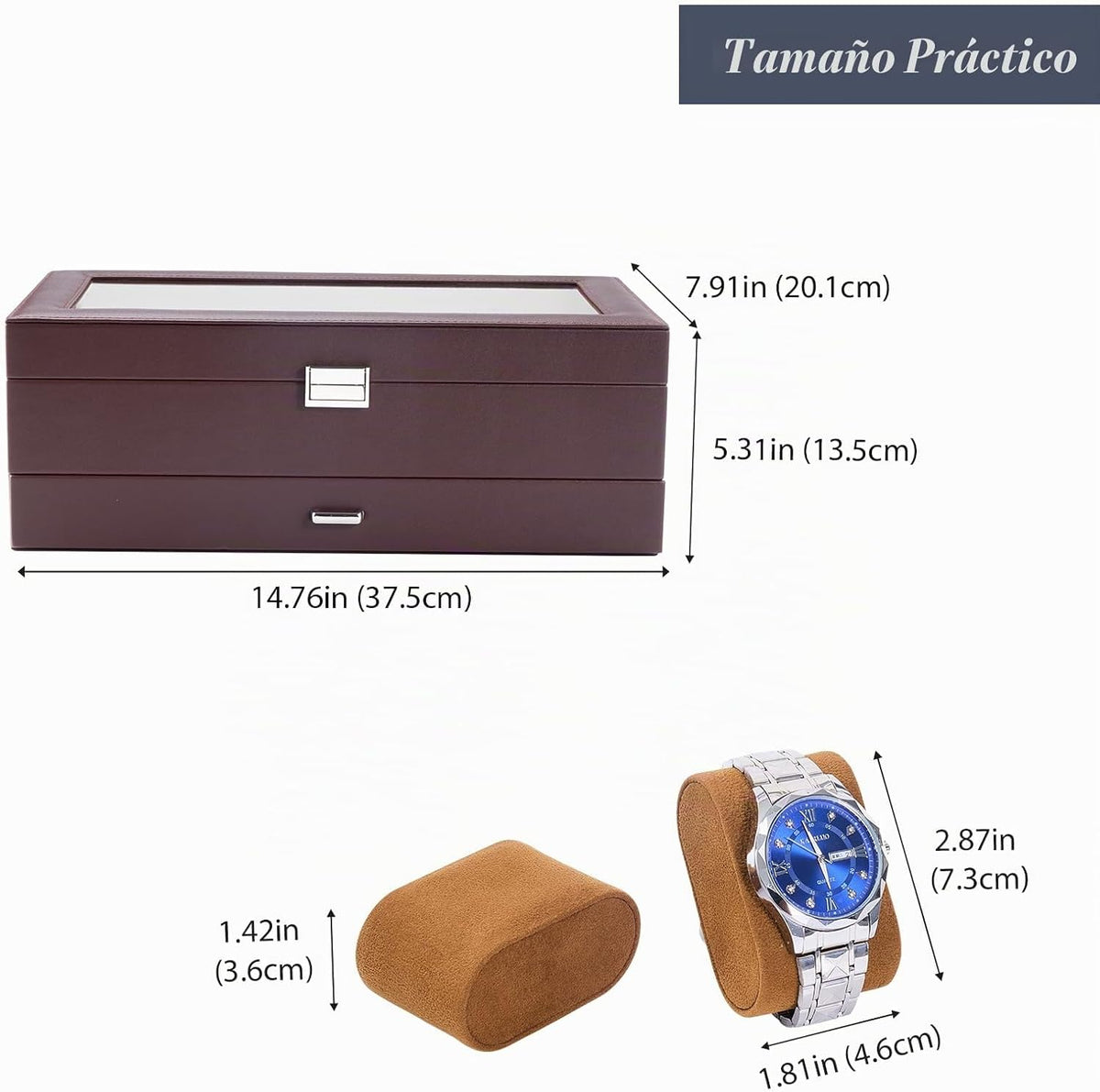ProCase Caja de reloj, Caja de reloj para hombres con 14 ranuras y...