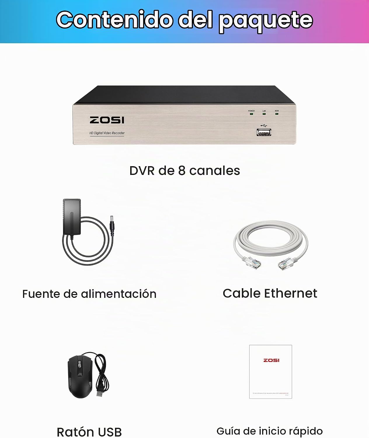 ZOSI H.265+ 8Channel 3K Lite Híbrido 4-en-1 Analógico\/AHD\/TVI\/CV...