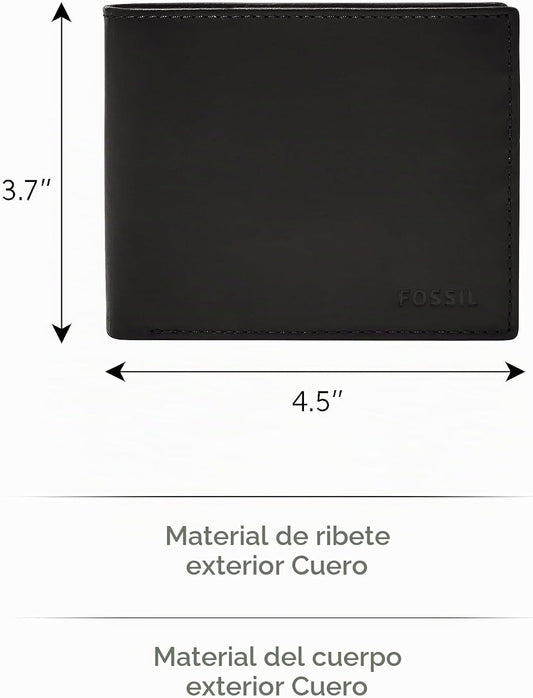 Cartera plegable de piel Fossil para hombre, Derrick, con bolsillo...