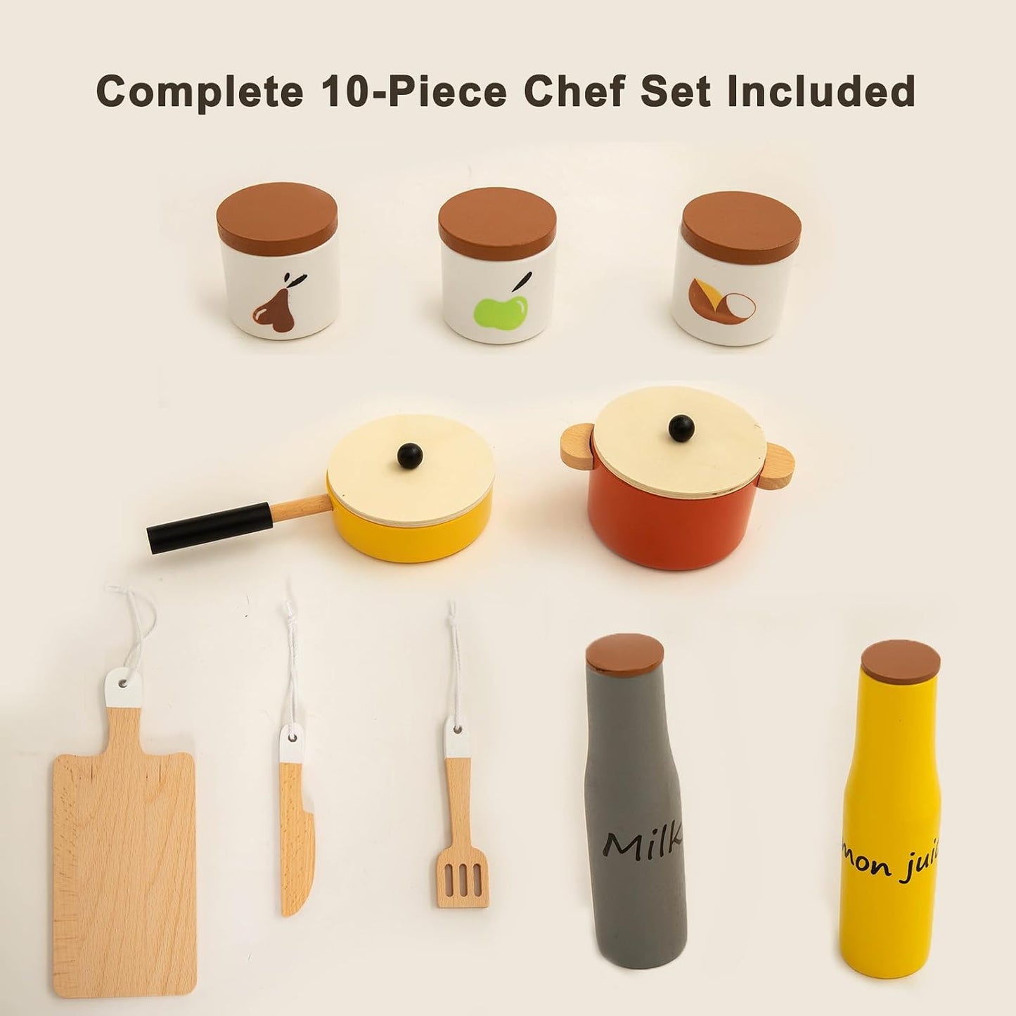 Juego de cocina de madera para niños pequeños, gabinete de cocina p...