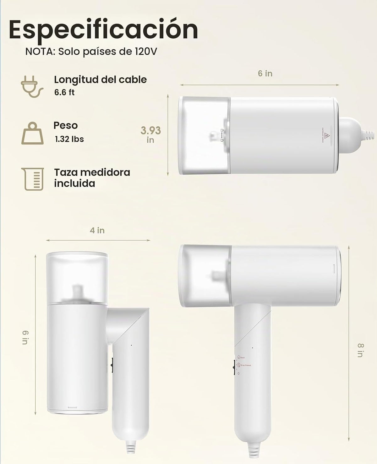 Vaporizador de mano para ropa, vaporizador de viaje plegable de 120...