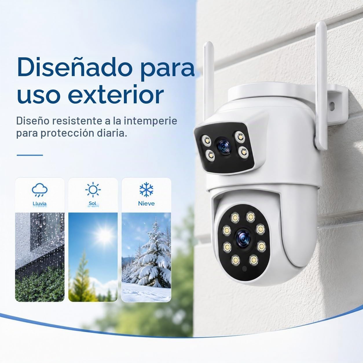 Cámara de seguridad PTZ de doble lente Camcamp 2K para exteriores,...