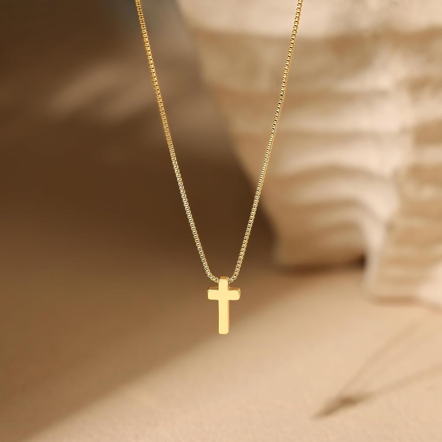 Fesciory Collar de cruz para mujer, chapado en oro de 14 quilates,...