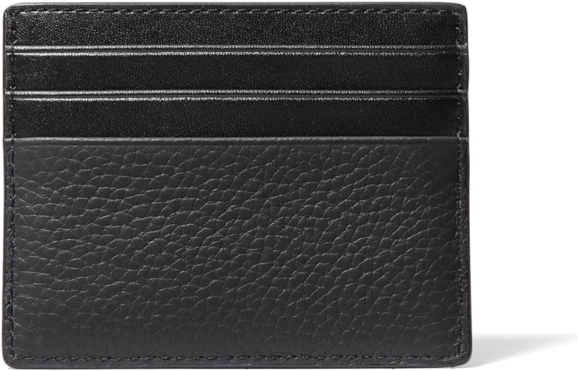 Michael Kors Hudson - Estuche alto para tarjetas, piel granulada negra