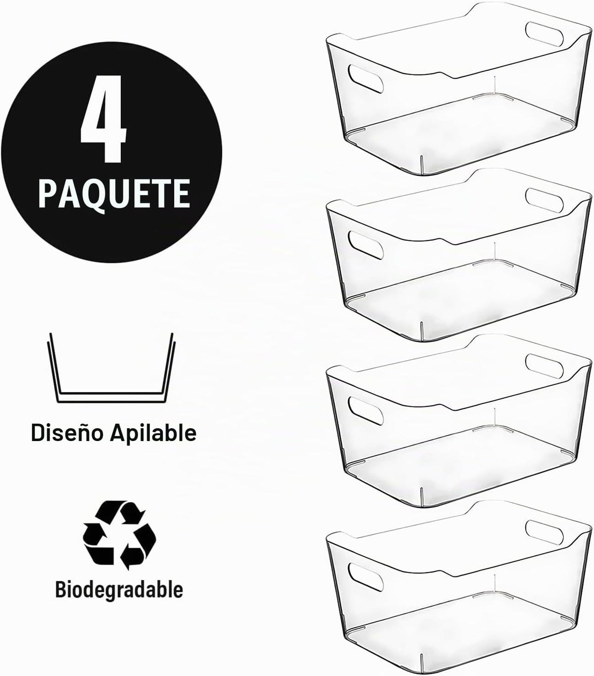 Cubos de almacenamiento de plástico transparentes extra grandes, or...